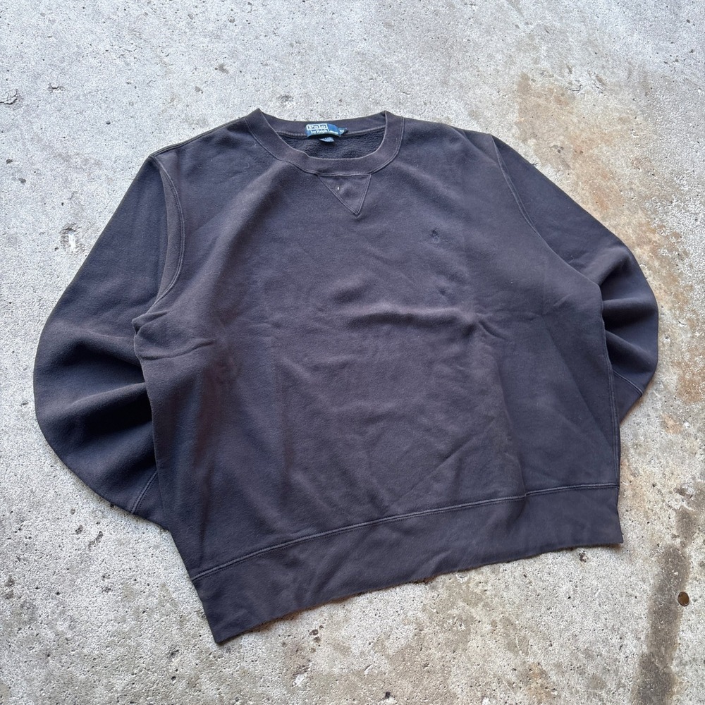 Polo Ralph Lauren Mens XXL Black Crewneck Sweatshirt V-Stitch Pullover